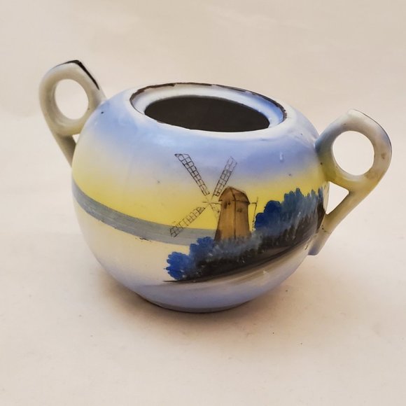 Antique Cream and Sugar Set with Dutch Windmill Scene - Picture 6 of 8